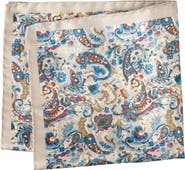 Eton Beige Paisley Silk Pocket Square