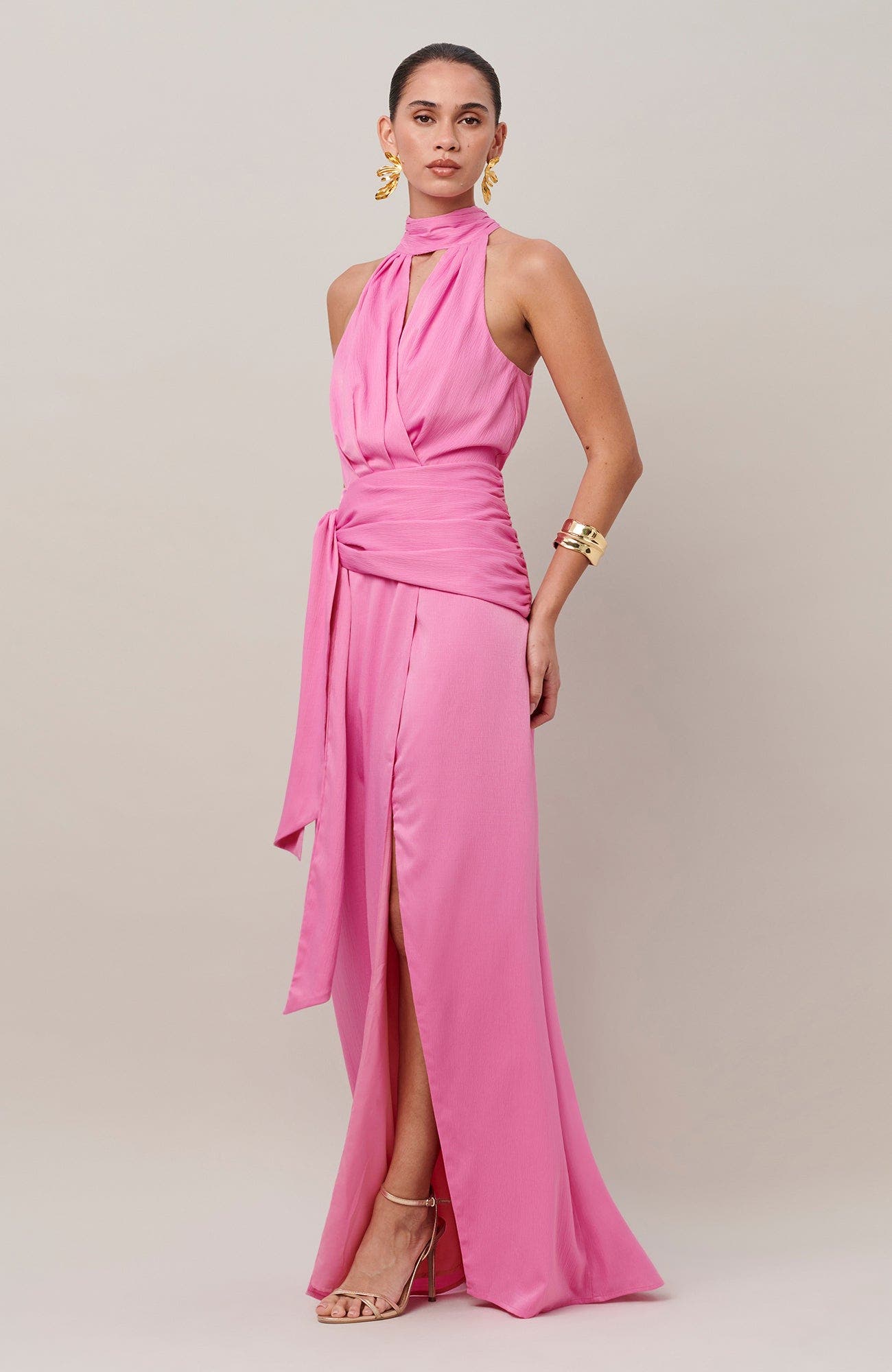 clara satin maxi dress Vestido Maxi de Satn Clara - Verde Oscuro