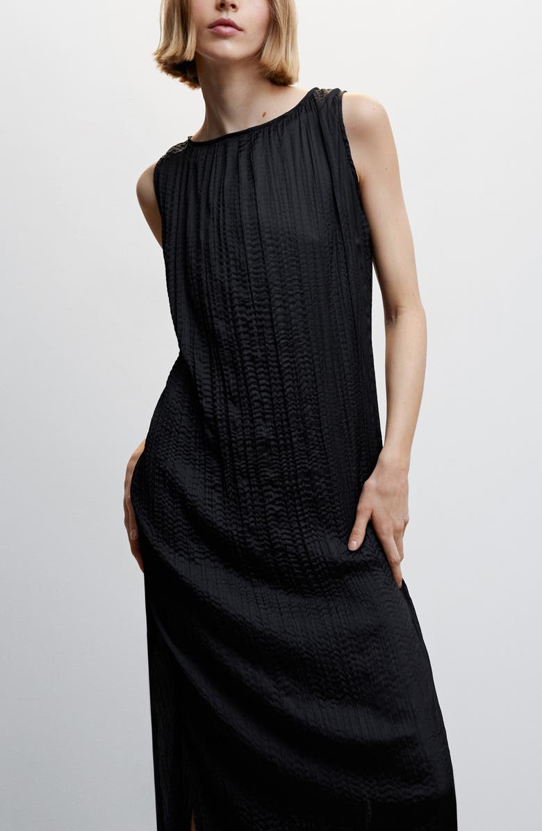 MANGO Textured Sleeveless Midi Dress, Alternate, color, 