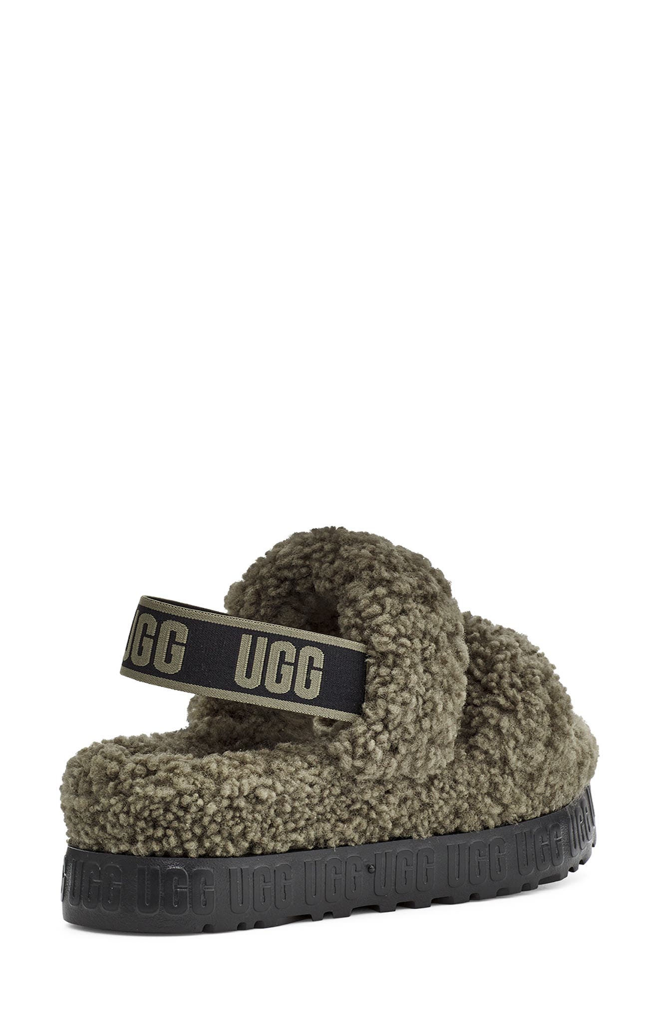 Oh Fluffita Genuine Shearling Slingback Sandal, Alternate, color, BURNT OLIVE