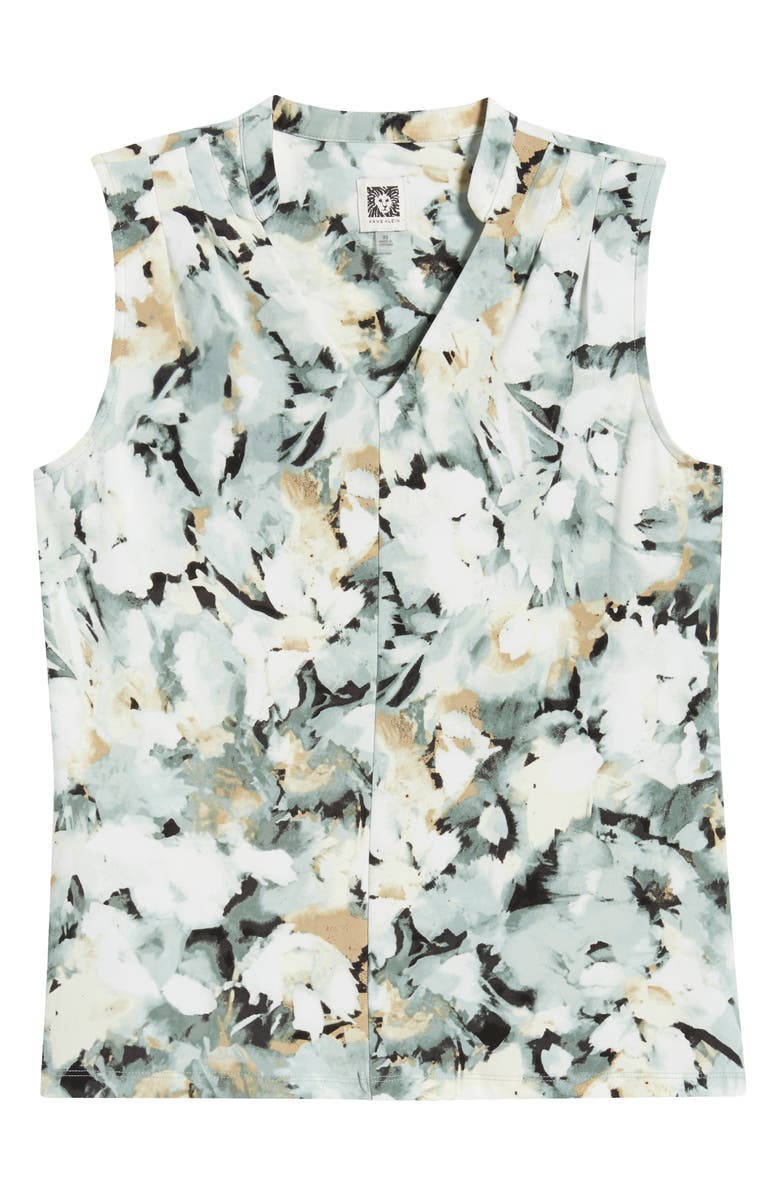 Anne Klein Floral Print Sleeveless Top, Main, color, Soft Aloe Multi