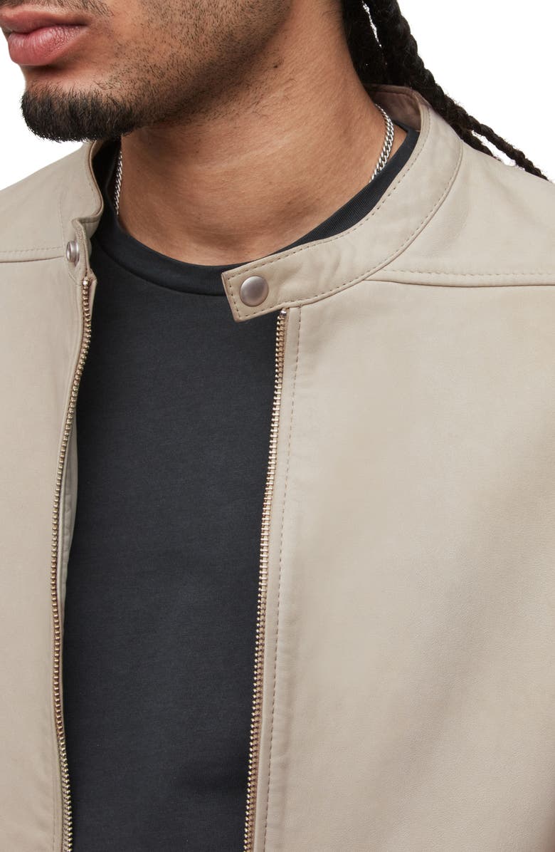 AllSaints Marina Leather Jacket, Alternate, color, Clifftop Taupe