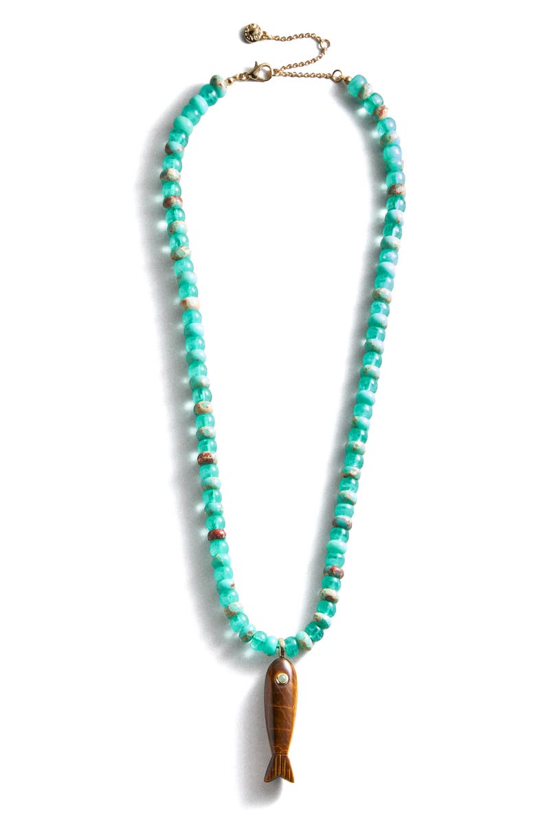 BaubleBar Fish Out Of Water Pendant Necklace, Alternate, color, Turquoise