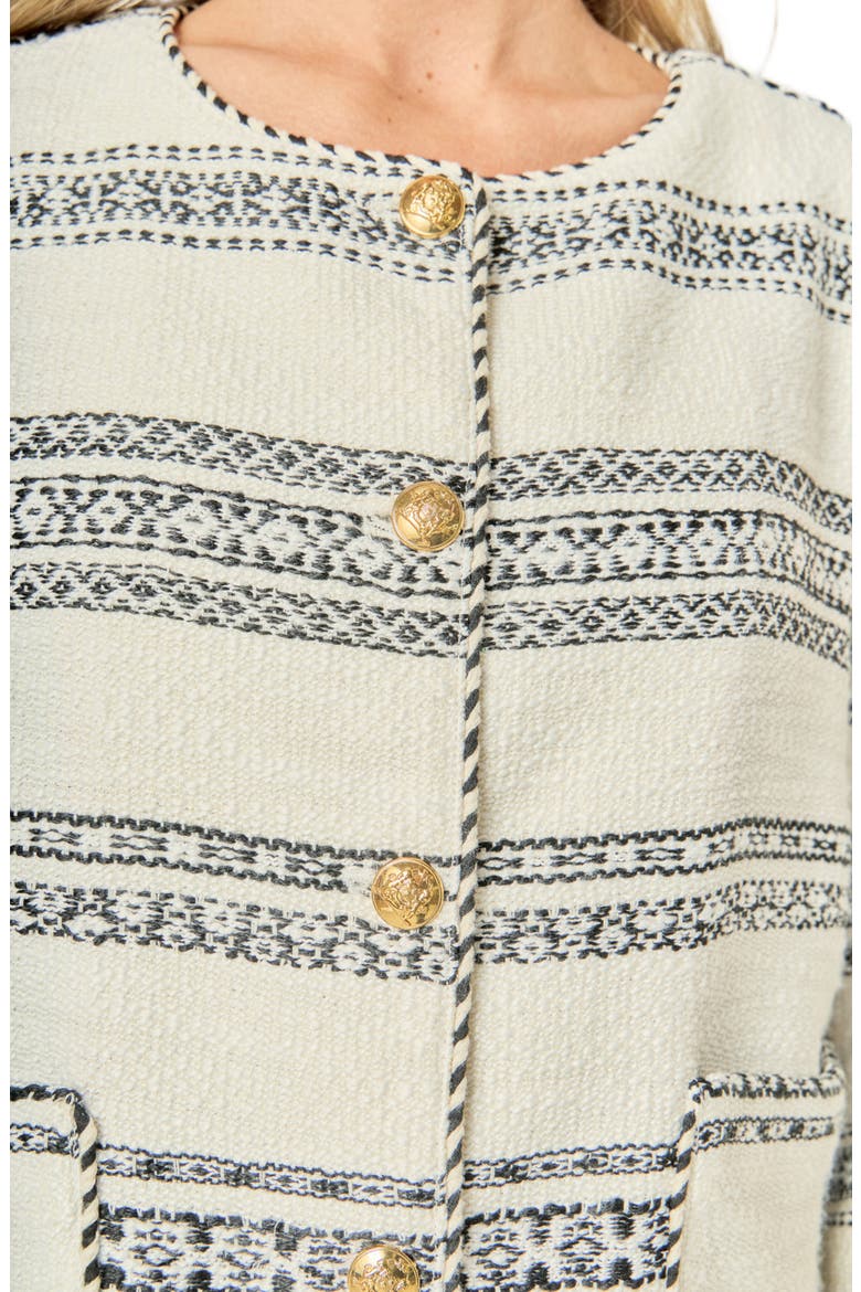 Stripe Tweed Cardigan, Alternate, color, WHITE/ BLACK