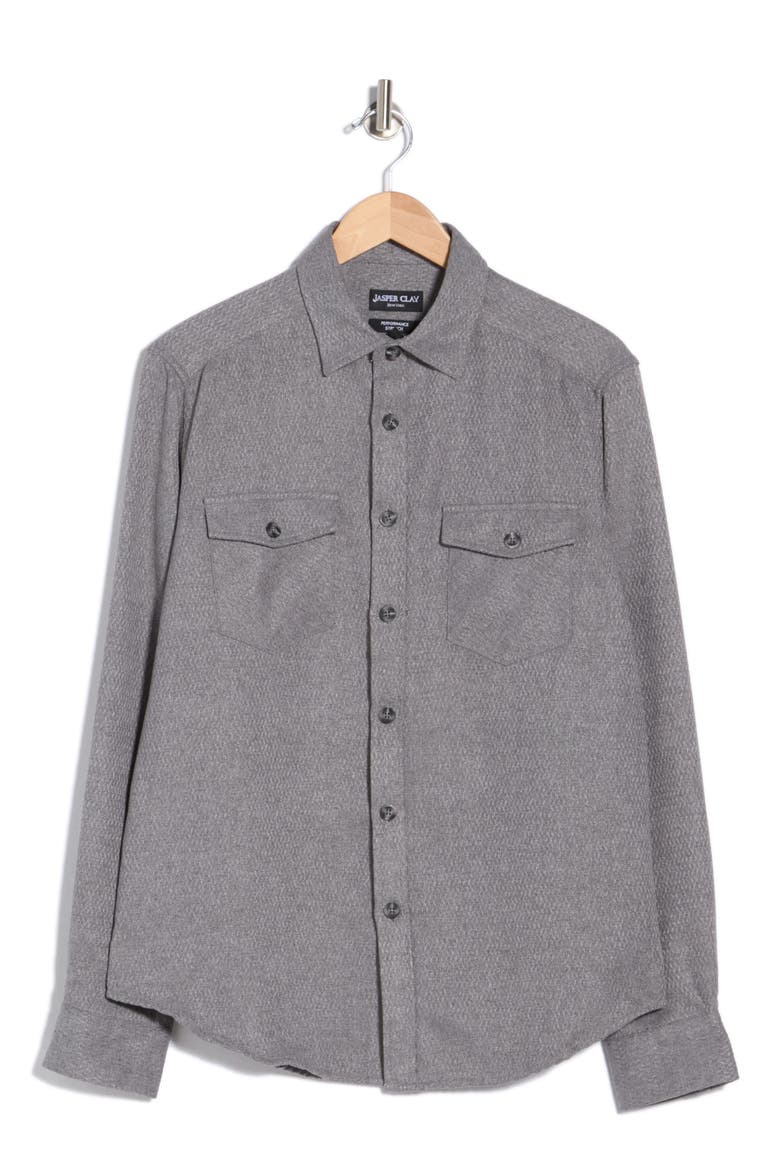 Chevron Button-Up Shirt, Alternate, color, CHARCOAL