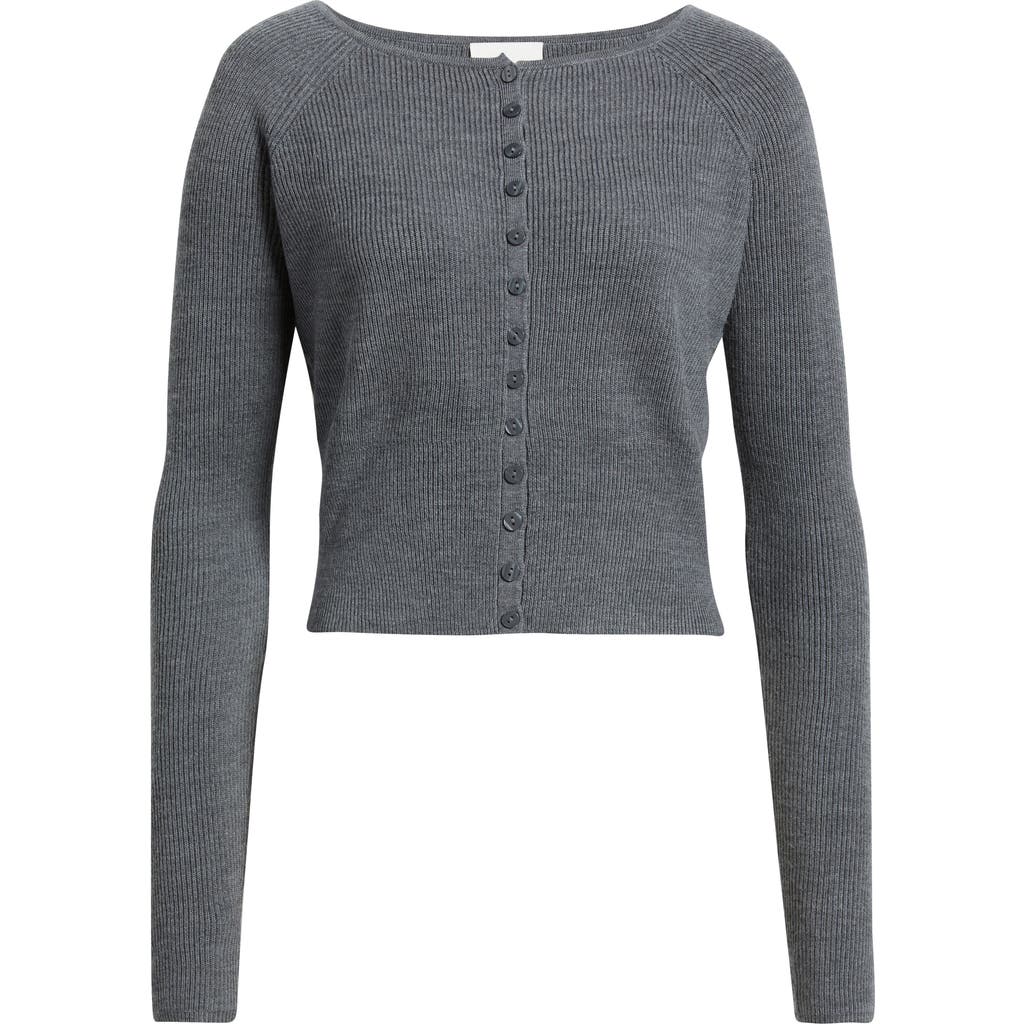 Reformation Caspia Cashmere Cropped Cardigan In Gray
