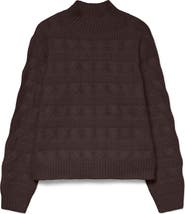 VERO MODA Virgo Cable Stripe Mock Neck Sweater