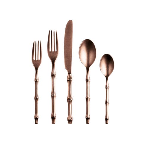 Mepra Bali Pewter Bronze 5 Piece Flatware Set In Metallic