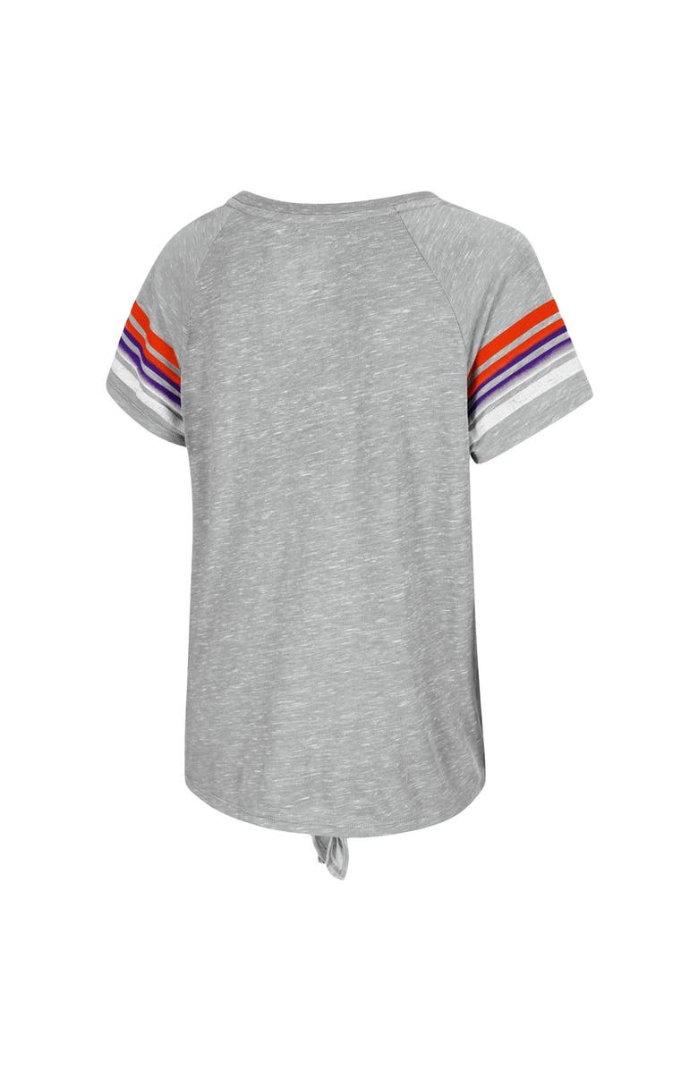 COLOSSEUM Women's Colosseum Heathered Gray Clemson Tigers Boo You Knotted Raglan T-Shirt, Alternate, color, 