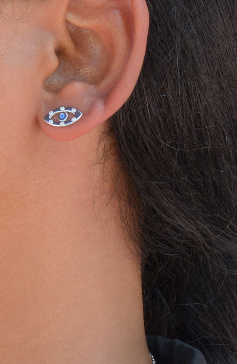 Liza Schwartz CZ Evil Eye Stud Earrings, Alternate, color, Silver
