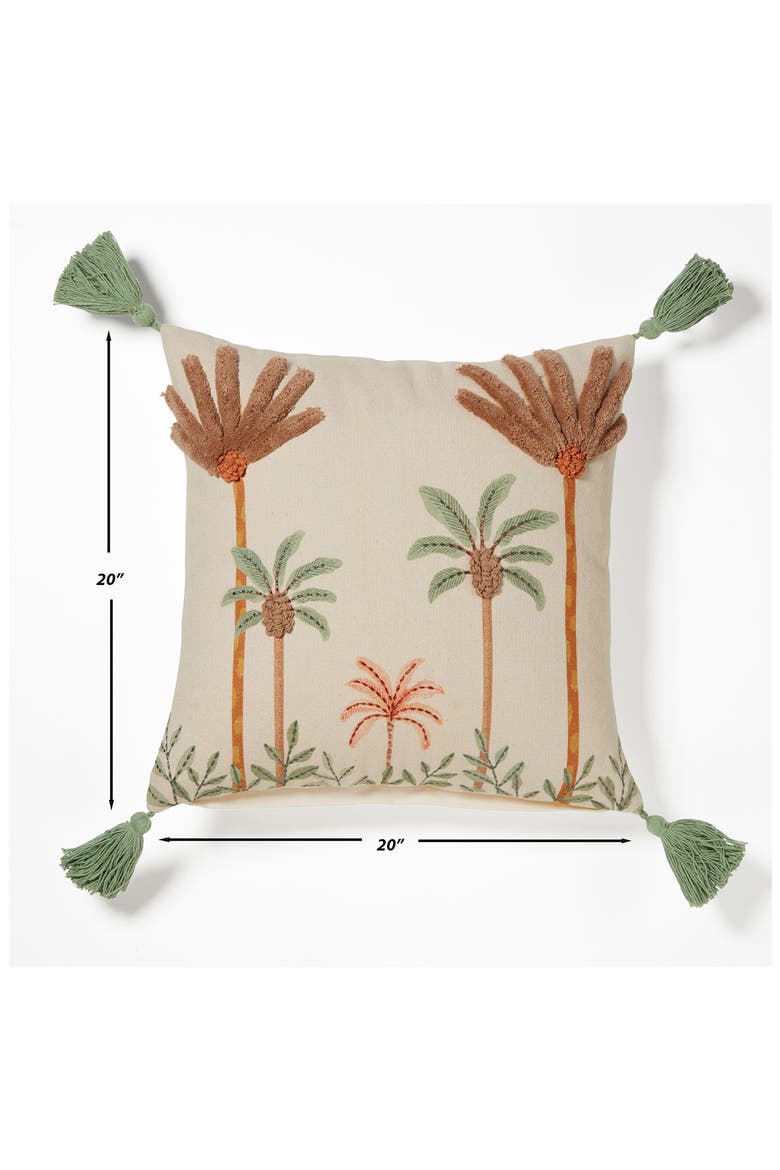 Palm Trees Embroidered Accent Pillow, Alternate, color, IVORY MULTI