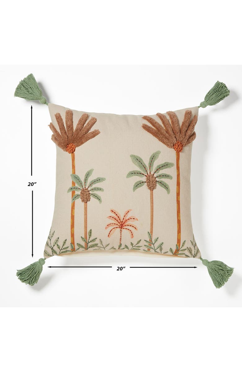 ROSELLI TRADING COMPANY Palm Trees Embroidered Accent Pillow, Alternate, color, Ivory Multi