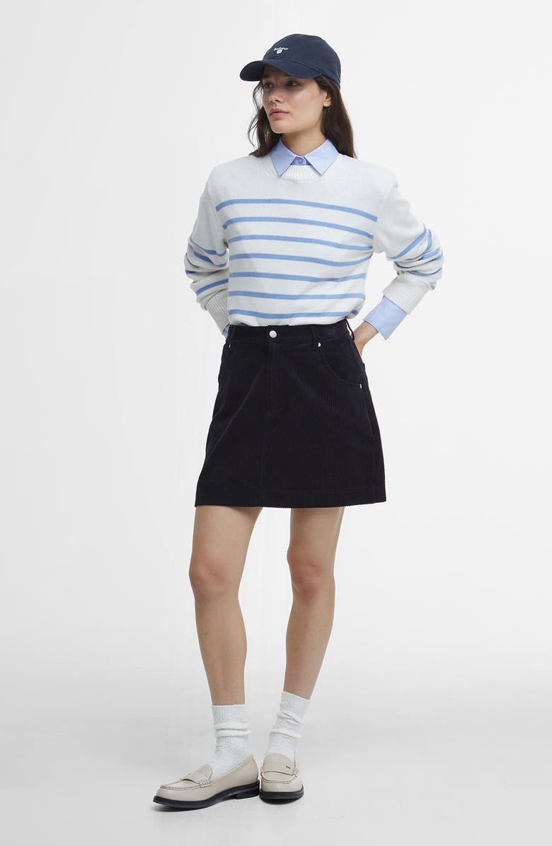 Barbour Emery Stripe Crop Cotton & Cashmere Sweater, Alternate, color, Cloud/ Blue Sky