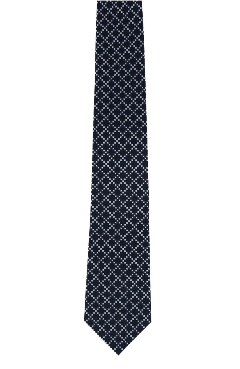 Trafalgar Rowan Geo Pattern Silk Tie, Alternate, color, Black