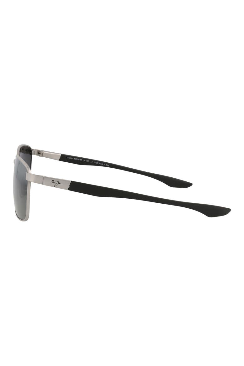 58mm Polarized Square Sunglasses, Alternate, color, SILVER/ BLACK/ GREY