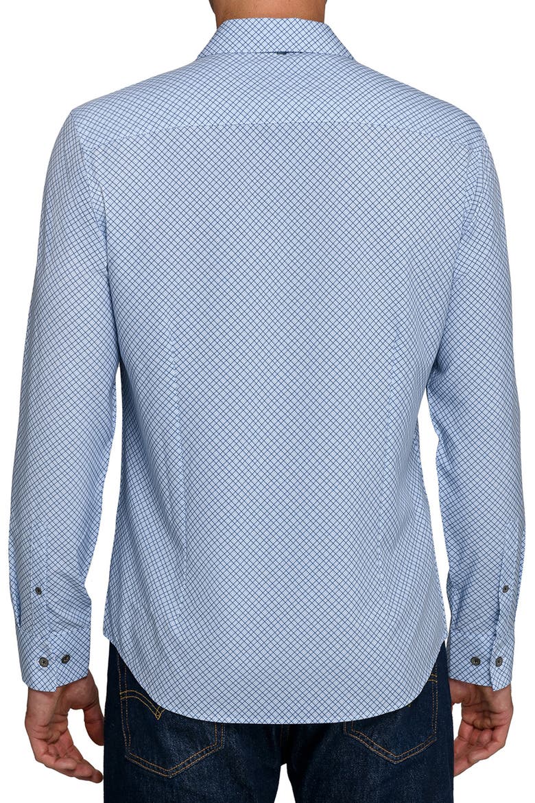 Slim Fit Geometric Print Performance Button-Up Shirt, Alternate, color, BLUE/GREEN