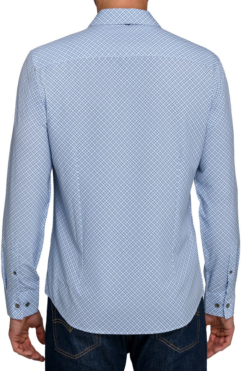 W.R.K Slim Fit Geometric Print Performance Button-Up Shirt, Alternate, color, Blue/Green