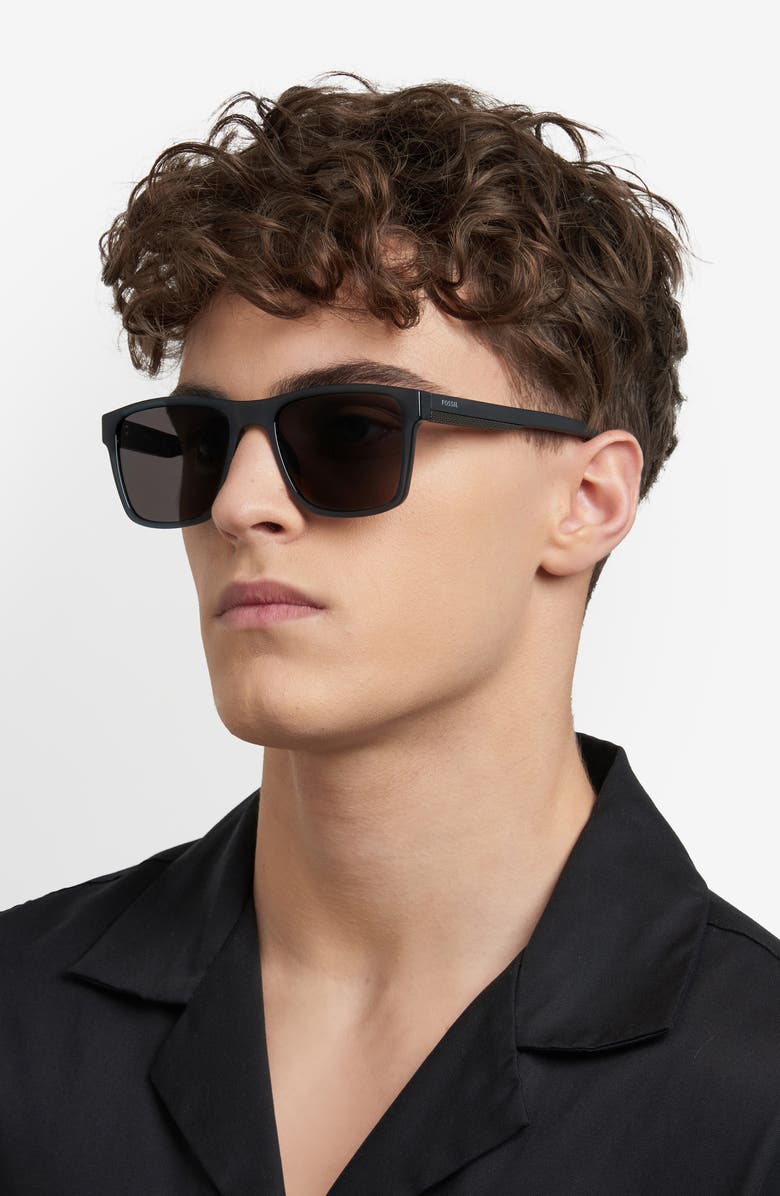 Fossil 56mm Square Sunglasses, Alternate, color, Crystal Grey/ Grey