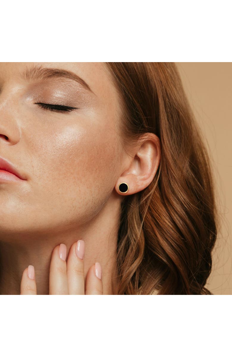 Julianna B. Black Onyx Halo Stud Earrings 14k Gold, Alternate, color,