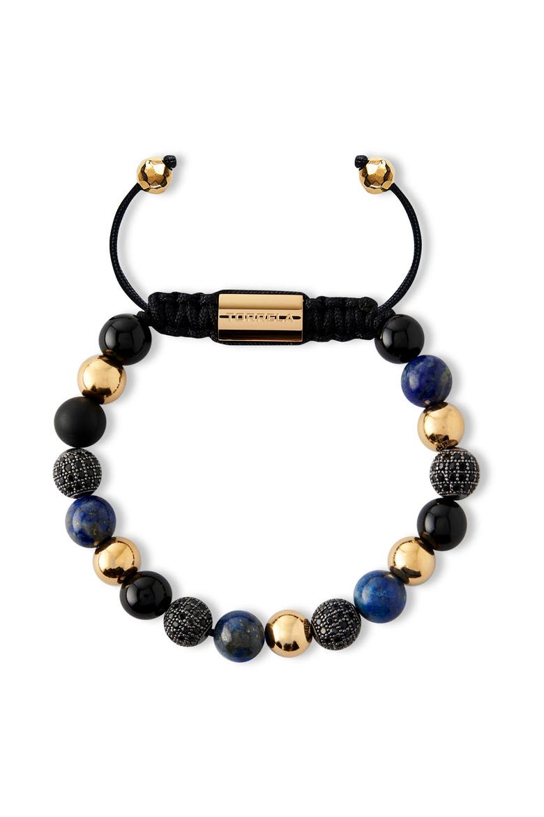 Blue Tiger Eye, Onyx and Zircona Bracelet, Main, color, Blue-Black