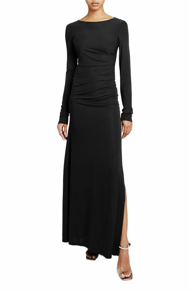Santorelli ABBY Long Sleeve Dress with Side Ruching in Luxury Jersey, Main, color, 