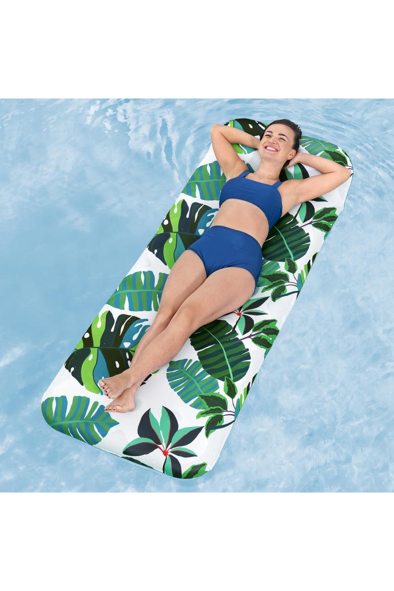 Blissful Drifter 72 Inch Inflatable Floating Mat with UPF Cover & Pillow, Alternate, color, Multicolored