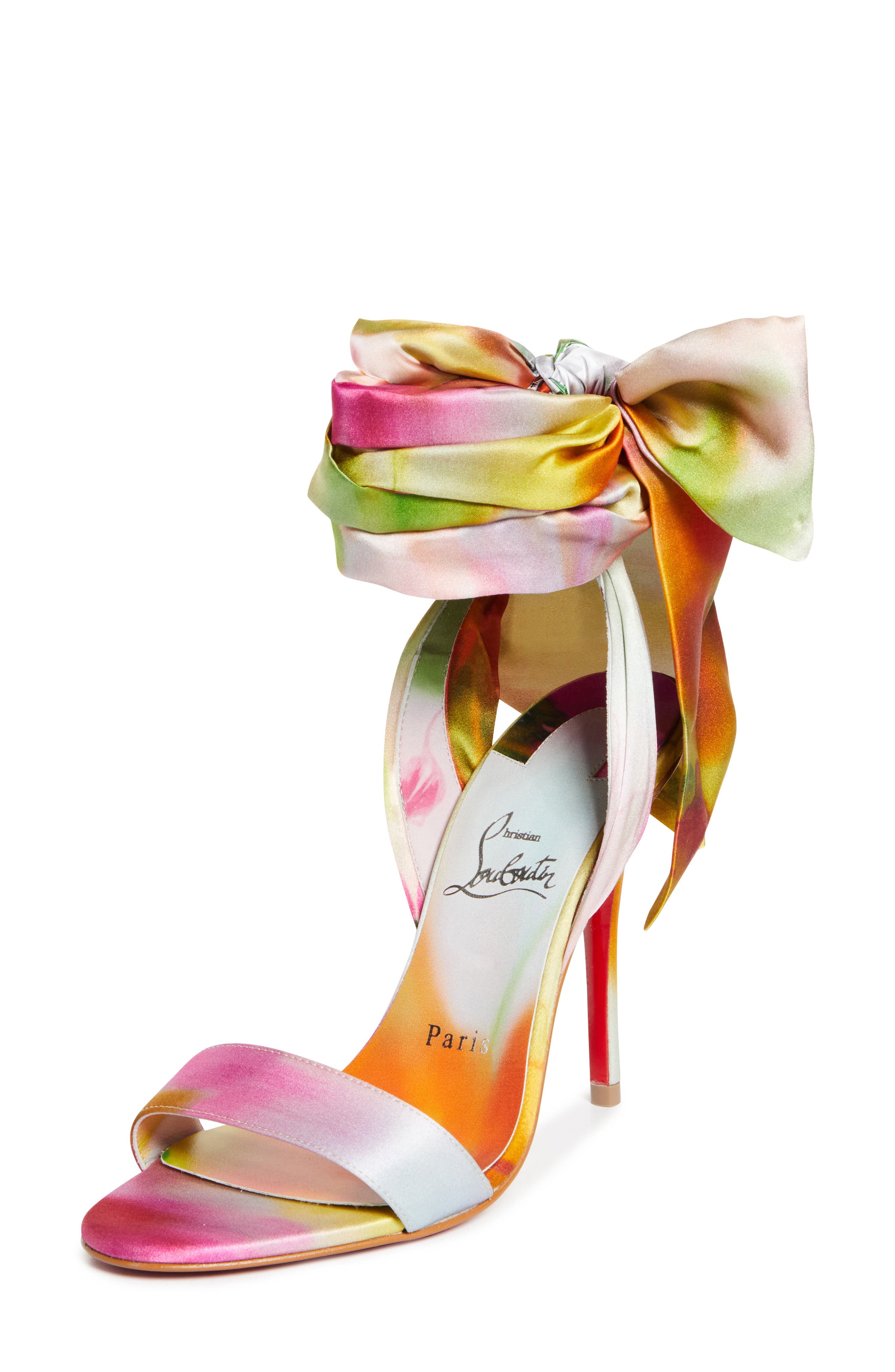 Christian Louboutin Miss Z Du Desert Ankle Wrap Sandal, Main, color, Pink Multi