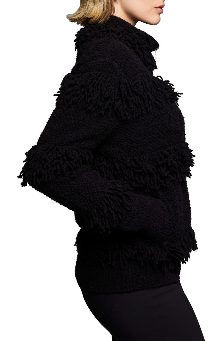 NIC+ZOE Fringe Knit Jacket, Alternate, color, Black Onyx