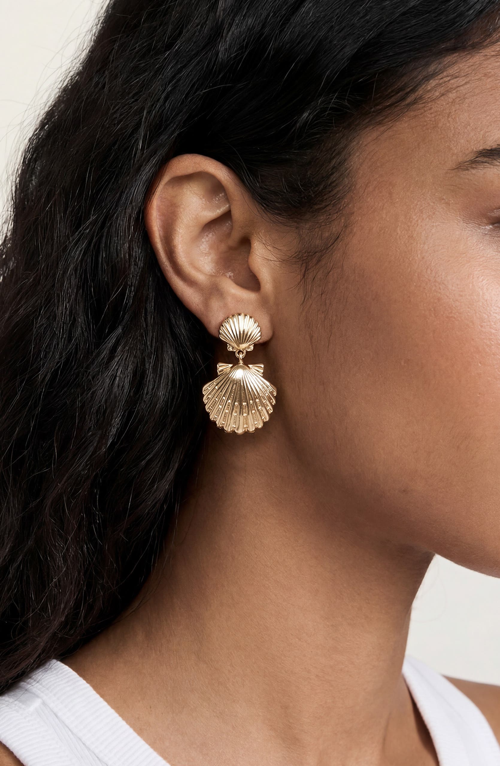 Ettika Double Scallop Shell Drop Earrings (Women) | Nordstromrack