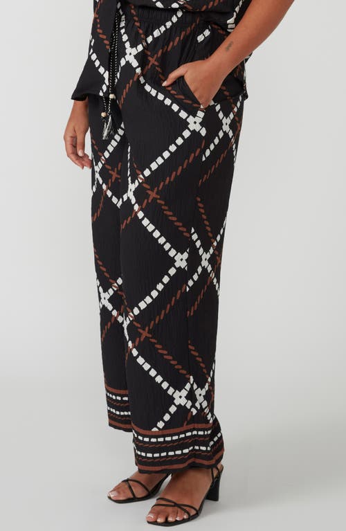Estelle Marine Print Drawstring Pants In Black