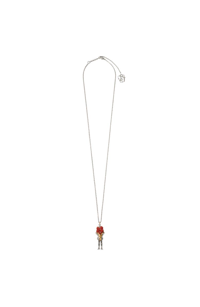 Burberry Knight Rose Charm Necklace, Main, color, Silver/Gold/Red