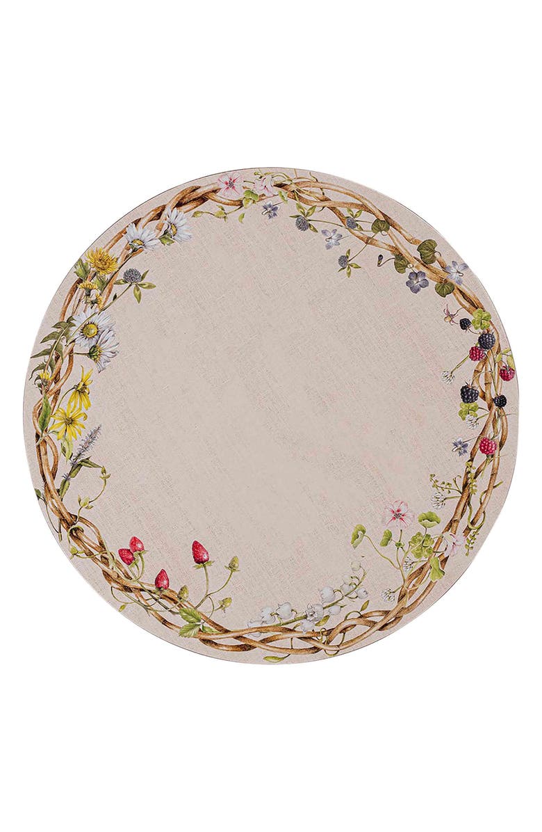 Juliska Meadow Walk Set of 4 Round Placemats, Alternate, color, Beige Multi