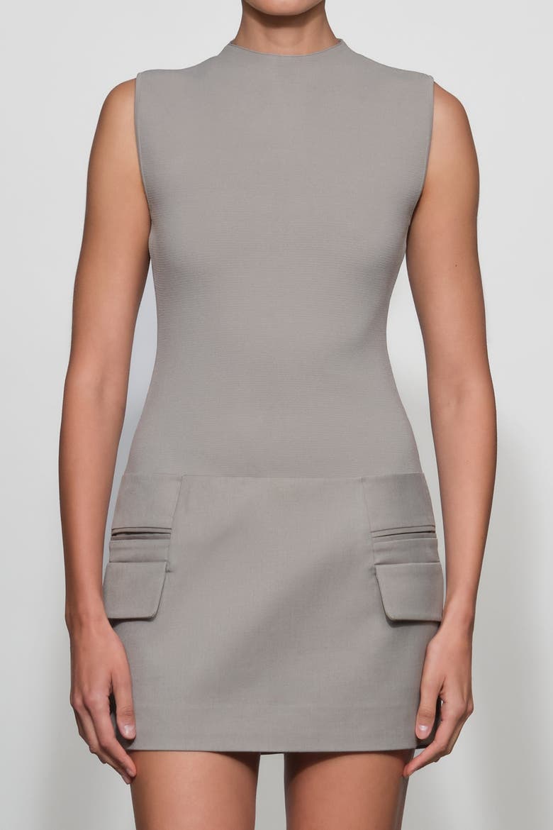 Vander Knit Combo Mini Dress, Alternate, color, Dove