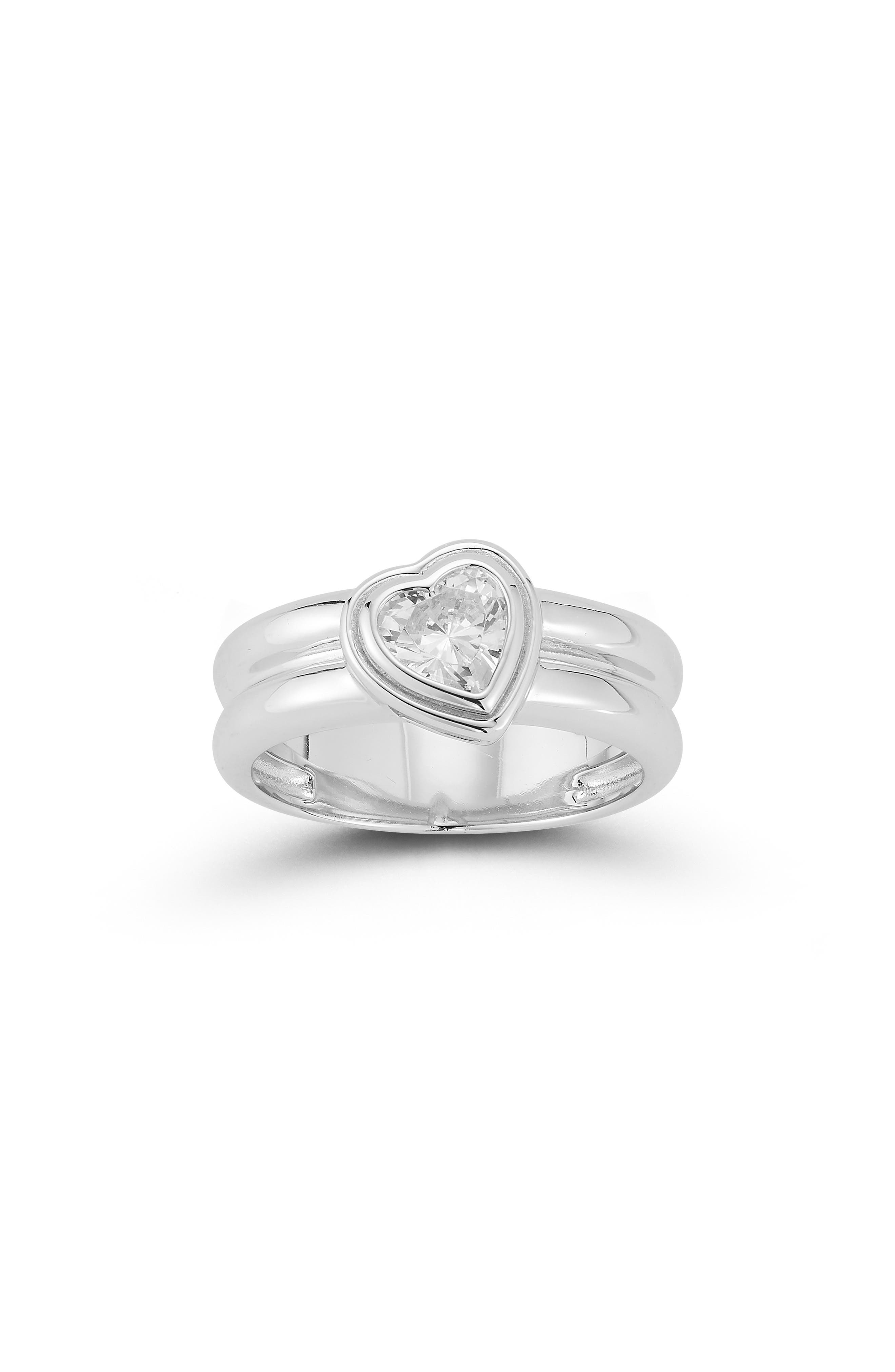 GLAZE JEWELRY Bezel Cubic Zirconia Heart Ring