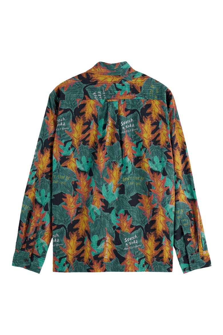 Leaf Print Cotton Seersucker Button-Up Shirt, Alternate, color, CAMO LEAF