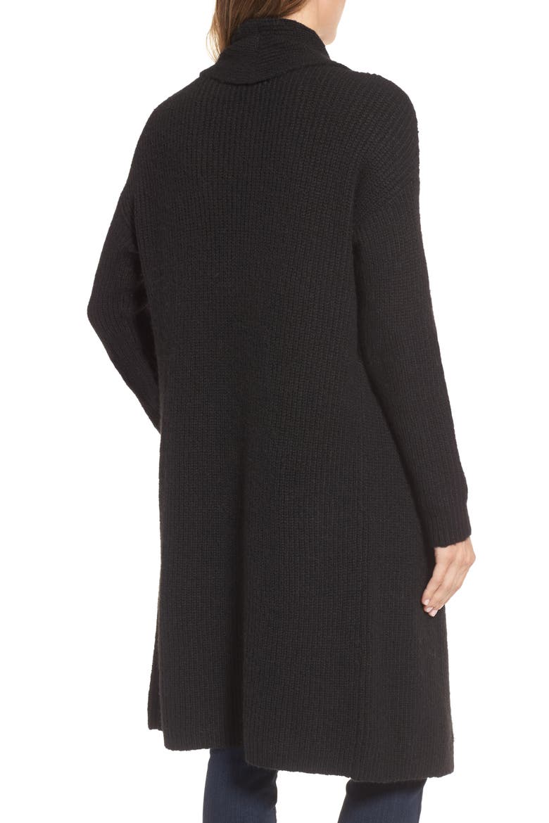 Textured Open Front Cardigan, Alternate, color, BLACK