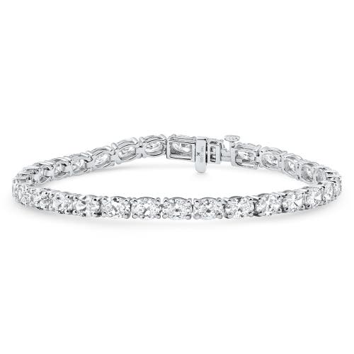 Bliss Diamond 10.75ct Oval Cut Diamond Tennis Bracelet 7" 14k Gold Lab Grown In Silver