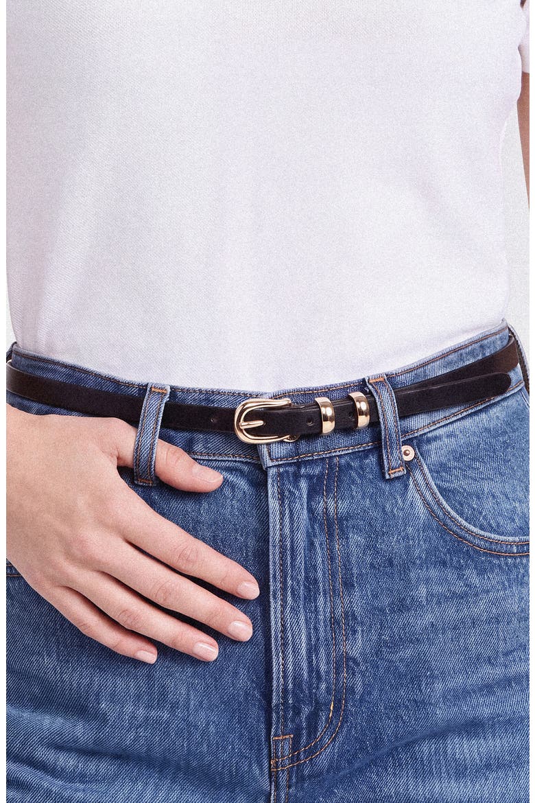 Classic Skinny Belt, Alternate, color, BLACK AND GOLD