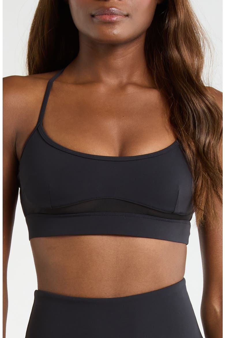 Sculpt Mesh Inset Sports Bra, Main, color, BLACK
