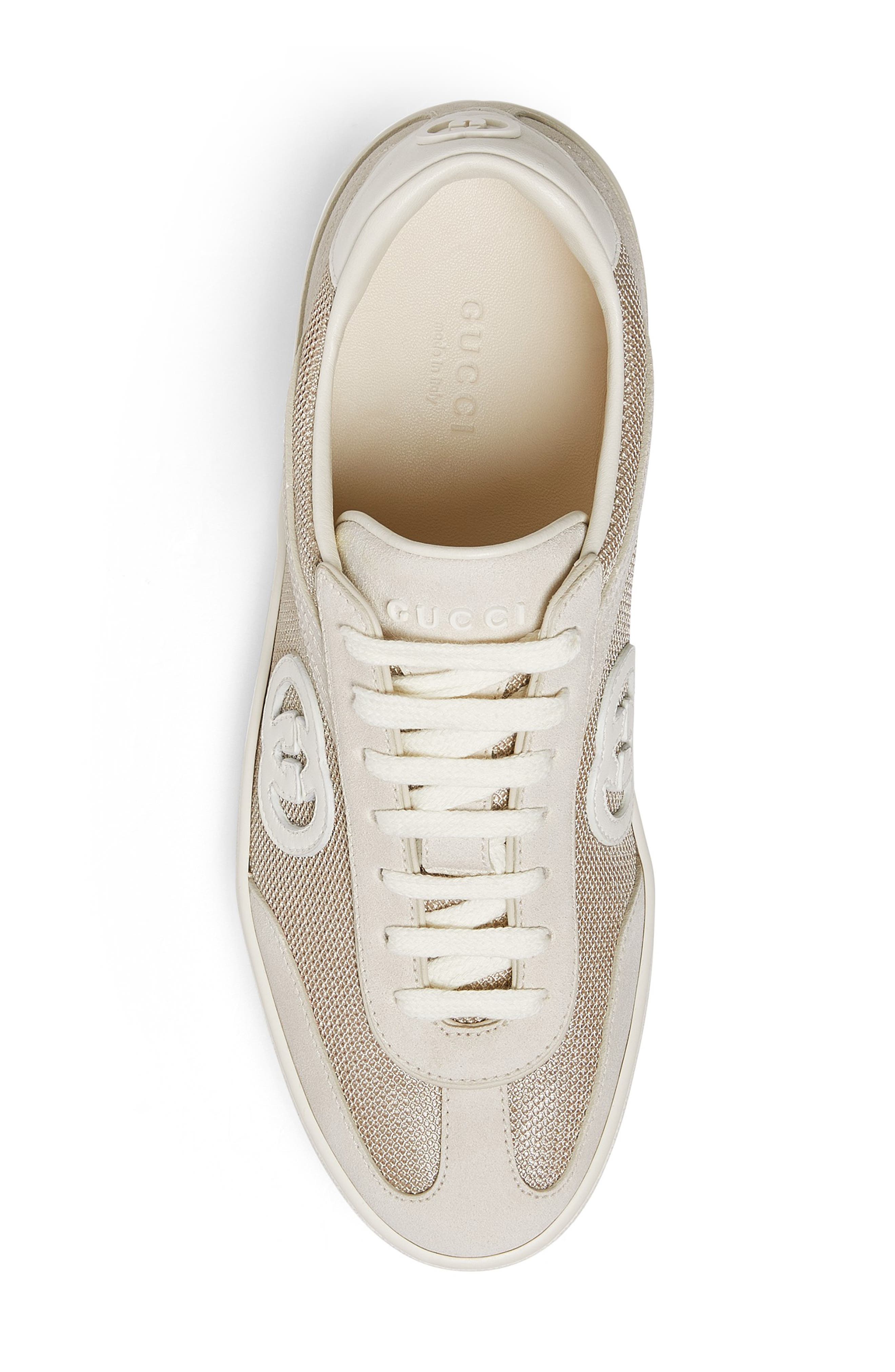 Gucci G75 GG Suede & Knit Low Top Sneaker, Alternate, color, Sand