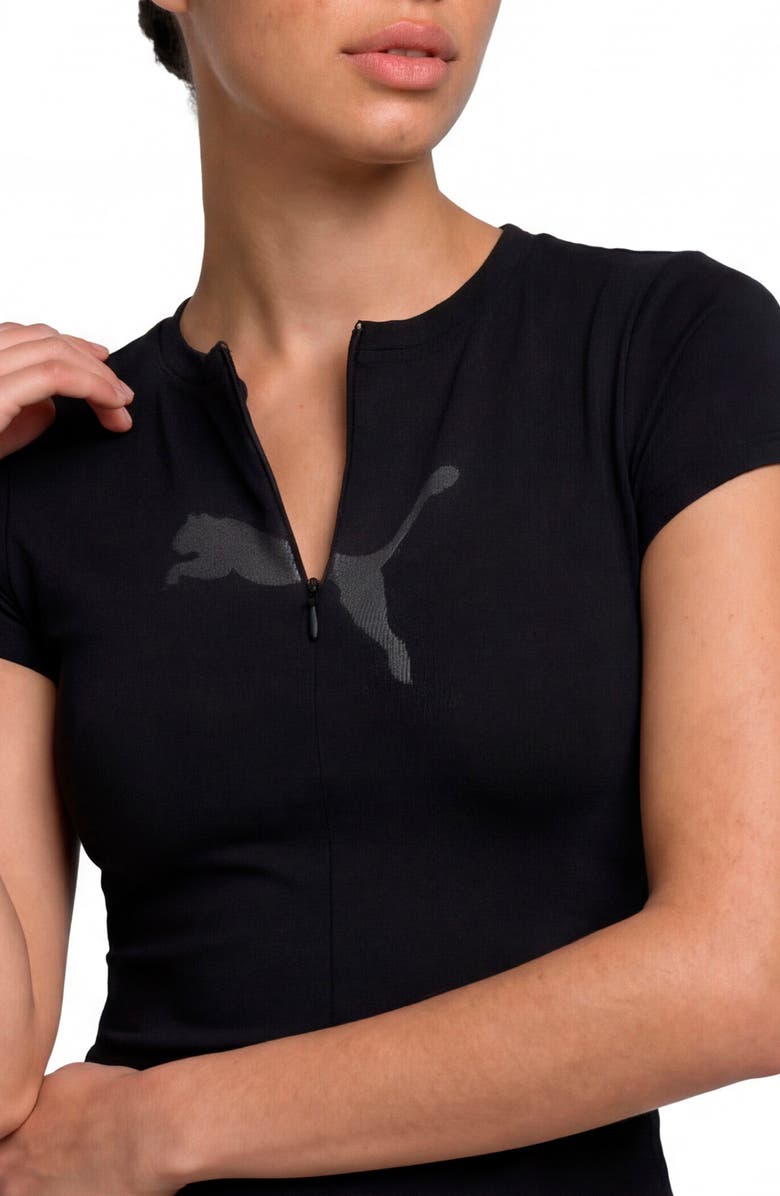 PUMA Dare To Slim Zip Top, Alternate, color, Puma Black