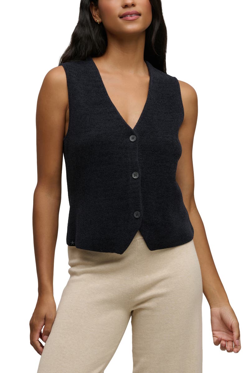 Barefoot Dreams<sup>®</sup> CozyChic Ultra Lite<sup>®</sup> Button Front Vest, Main, color, Black