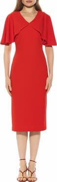 Alexia Admor Novi Flutter Sleeve Midi Dress