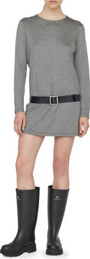 ANINE BING Moss Stripe Long Sleeve Knit Minidress