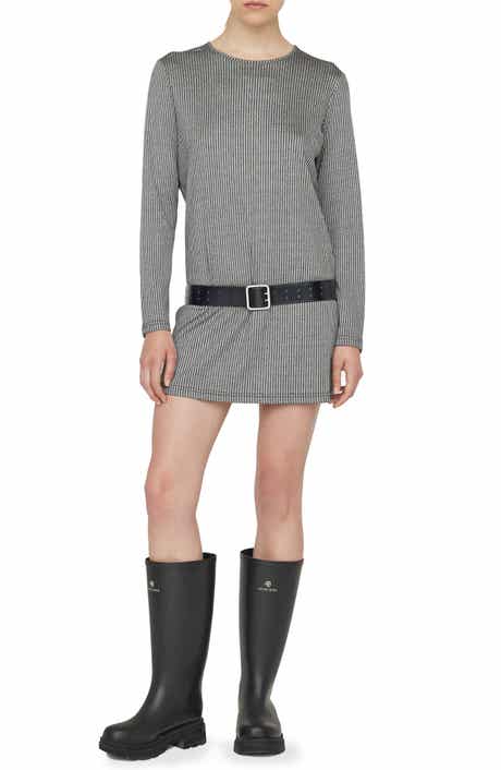 Moss Stripe Long Sleeve Knit Minidress