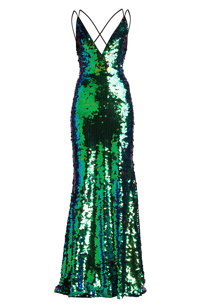 SHO by Tadashi Shoji Sequin Strappy Mermaid Gown, Alternate, color, 