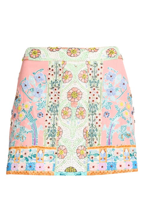 Beaded Silk Micro Miniskirt
