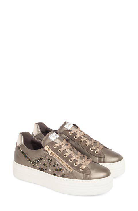 Sparkle Side Zip Platform Sneaker (Women)