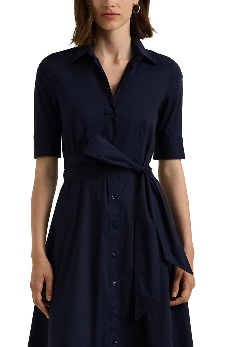 Lauren Ralph Lauren Cotton Blend Shirtdress, Alternate, color, Lauren Navy