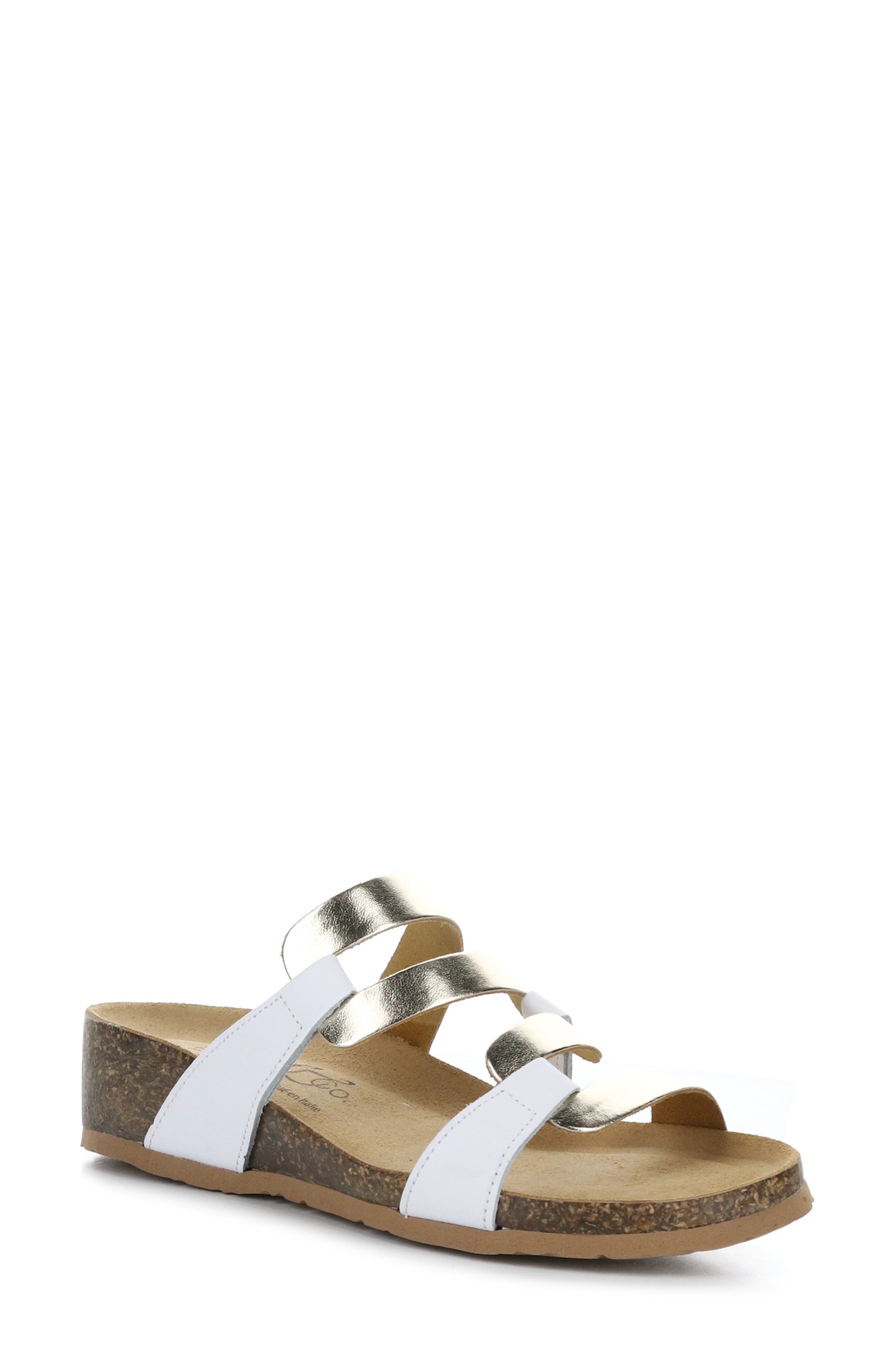 Luzzie Wedge Slide Sandal, Main, color, WHITE/ PLATINUM CRUST METALLIC